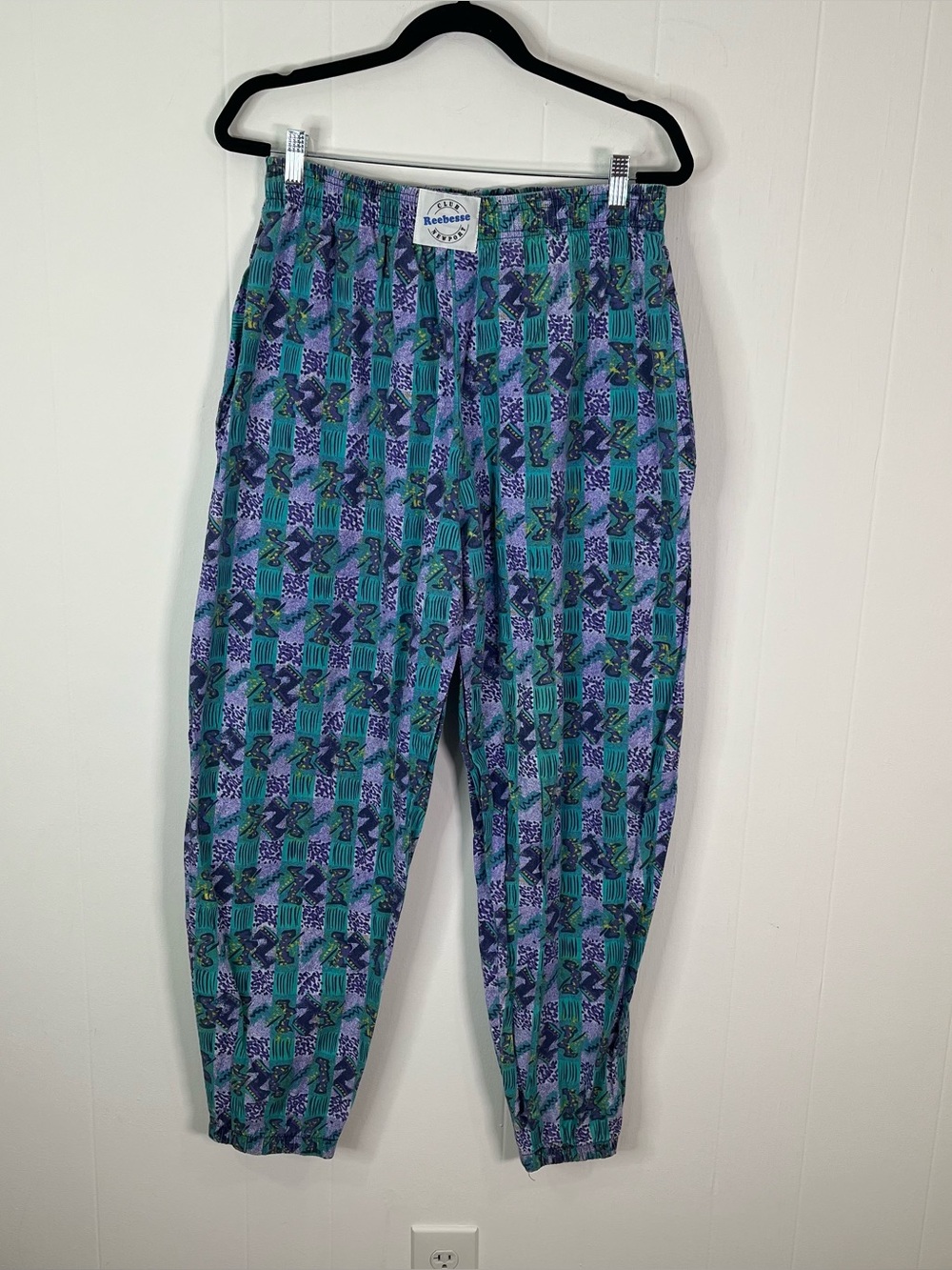 Vintage 80s 90s Club Reebesse Newport Parachute Pants Large Teal Purple USA